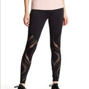 Bebe Black Lace Panel Leggings Size XL